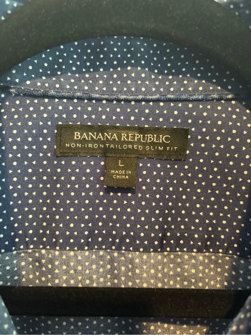 Banana Republic Navy Microdot Long-Sleeve Button-Down Shirt